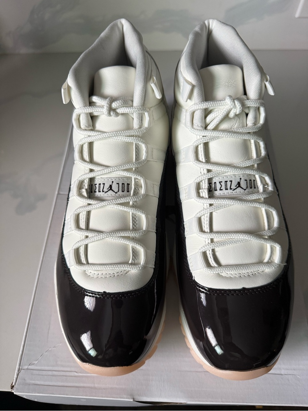 Jordan White and Brown Patent Toe Retro Sneakers Women’s Size 8.5